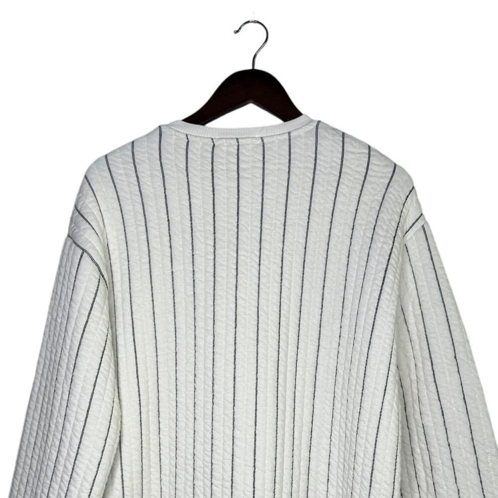 NWT Zara Boxy Oversized Striped Soft Quilted Long Sleeve Sweater  M White Black - Picture 6 of 16